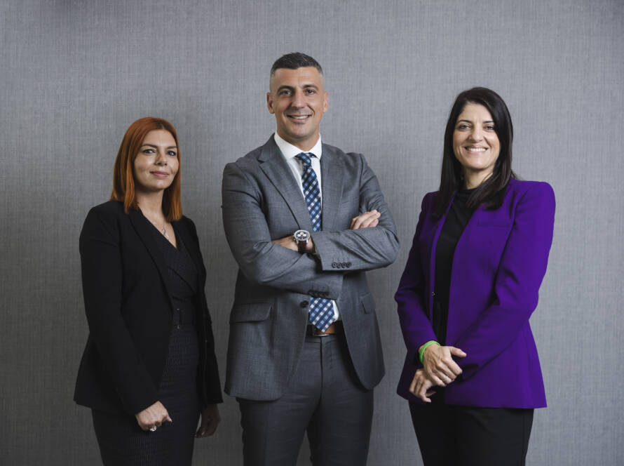 Bay Street Group leadership appointments – Left to right, Georgette Abela Caruana Group CFO, David Spiteri Group CEO, Ruth Azzopardi Group CRO